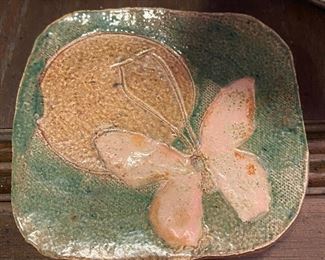 Hand Crafted Pottery Butterfly Dish