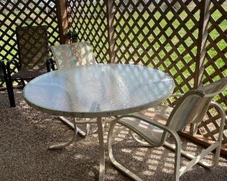 Patio Glass Top Table & Two Chairs