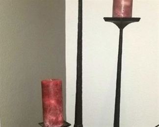 3 piece tall metal candle holders $25