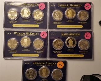 Lot of Presidential Coin Sets - each one has Denver and Phil mint uncirculated coins and one Proof San Fran. $30 for all