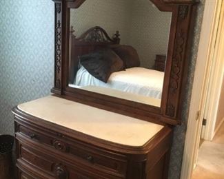 antique walnut chest with mirror (sold separately)