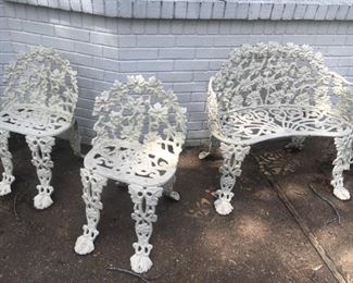 cast iron garden bench & 4 chairs
