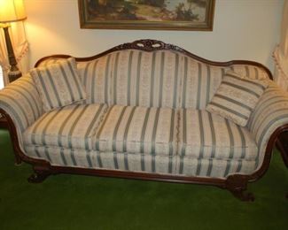 Duncan Phyfe style couch, 82" W 31" D x 36" H
