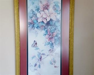 Signed and numbered Butterfly with Clematis print by Lena Y. LIU w/ COA