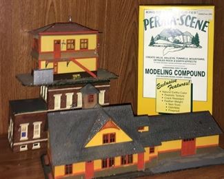 Perma-Scene modeling compound and 3 model train houses