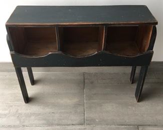 Vintage Hunter Green Console Table. Solid Heavy Wood.