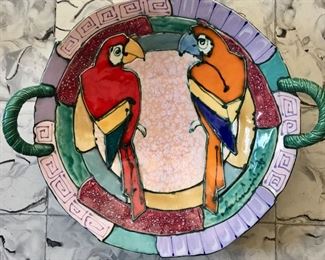 Large Ceramic Parrot Bowl $85