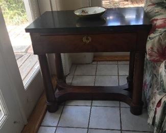 Antique Marble Top Table with Drawer $125