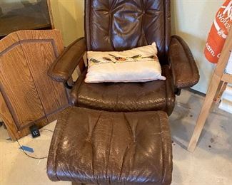 Leather Brown Chair and Ottoman $50.00