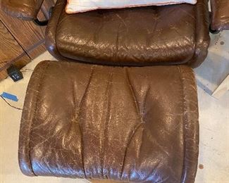 Brown Leather Chair and Ottoman $75.00