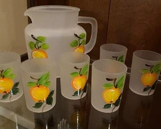 frosted glass pitcher set $ 35.00