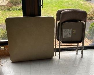 Card table and four chairs $20
