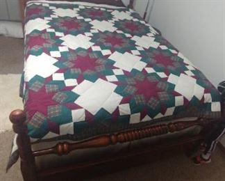 Queen size vintage Empire walnut four poster bed