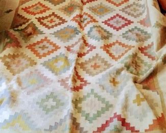 8x10 mid century flat weave wool rug. (There's tape on fringe- not a problem)