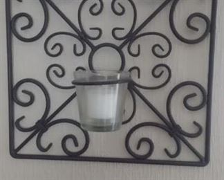 Pair of wrought iron candle holder