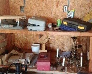 Tools and vintage chandelier