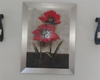 Large contemporary wall art with sconces