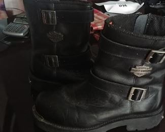 Black Harley Davidson motorcycle boots, size 12.