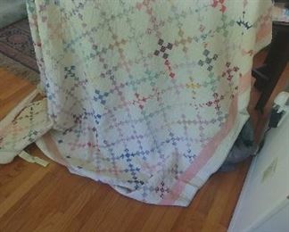Antique quilt is 72"x 84. Needs repair on trim. Otherwise in beautiful condition.