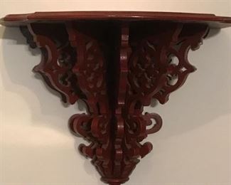 Intricately Carved Wood Wall Sconce Shelf