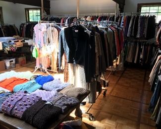 Women’s Fashion Room!  Filled with New or like new clothing, purses, shoes, boots, hats and accessories