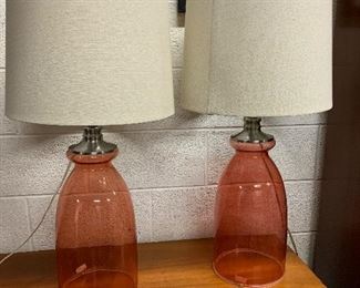 Pair glass lamps $150