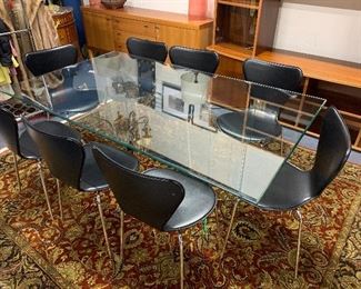 Glass table 3'6" w x 6' length x 2' 5 " ht. $375 Great condition 