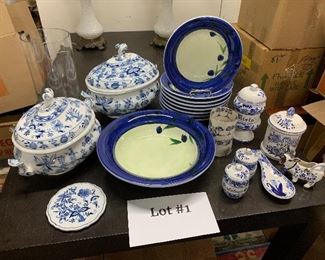 Lot #1 Blue and white assorted pieces $125