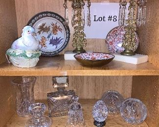 Lot #8 Assorted crystal, cloisonné etc. $150