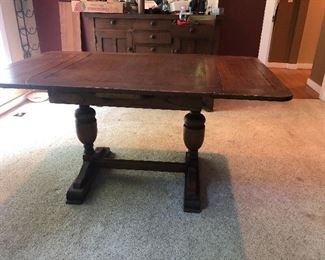Antique Oak Trestle Extension Table