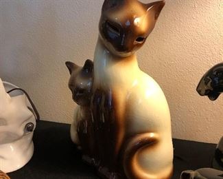 Vintage Kron siamese cats TV lamp light 1950s mid century  ceramic modern