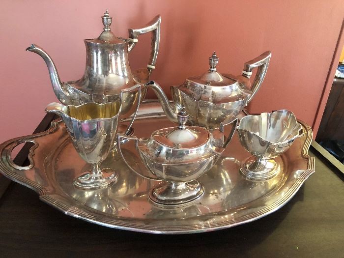 Gorham Sterling coffee/ tea set with sterling tray