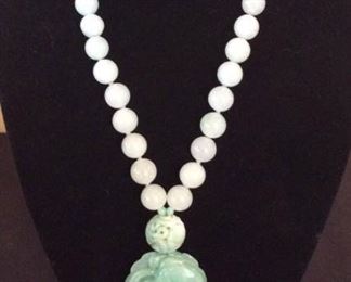 MLC010 Celadon Green Jade Necklace