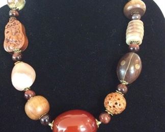 MLC037 Hodge Podge Necklace #14 with Carnelian Beads