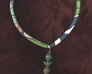 MLC063 Tri-Color Agate Pendant on Hawaiian Cord Necklace