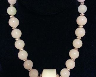 MLC097 Large White Jade Beads Necklace
