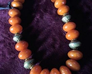 MLC123 Large Golden Orange Bead Necklace
