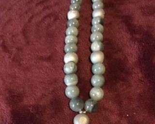 MLC124 Black Grey Jade Pendant & Jade Beads Necklace