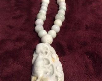 MLC161 Natural Jade Pendant & Beads Necklace
