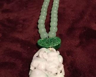 MLC177 Green Jade Pendant Necklace