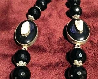 MLC199 Black Onyx Beads & Freshwater Pearls Necklace