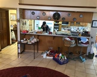 Pewter plates, bar stools and misc.