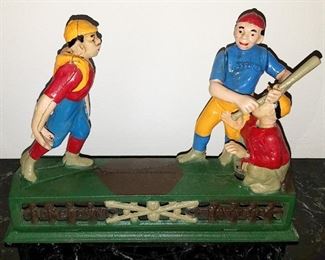 Cast iron baseball bank $15