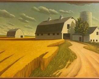 Jay Bohannon, "Tidewater Barns", oil on canvas, painted 2000, purchased 2000, 39 x 30.
 https://www.facebook.com/J-Bohannan-103203083094462/