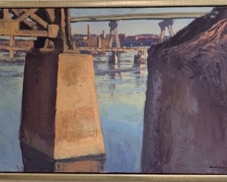 Brett Busang, "Three Bridges", oil on canvas, painted 1999, purchased 2000, 39 x 27.  http://brettbusang.com/
