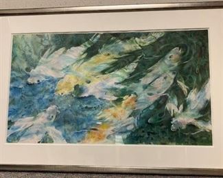 Roomy Pak, "Dancing Fish", water color on paper, painted 1975, purchased 2000, 44 x 29.  http://www.meateor.com/roomypak/  
