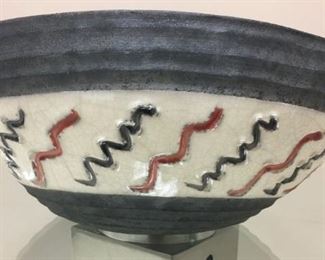 Richard McCord, "Triangular Bowl", ceramic, raku, produced 1999, purchased 2000, 5 x 12.  http://www.richardmccollceramics.com/
