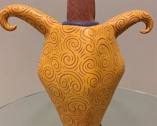 Sue Papa, "Vessel", ceramic, produced 1999, purchased 2000 Vessel is 16 x 9 x 19, not including the finial, in pieces.
