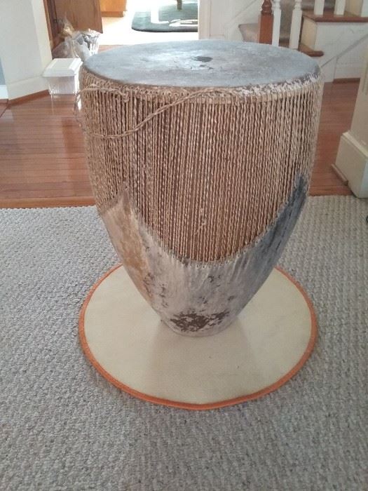 001 African Drum Accent Table