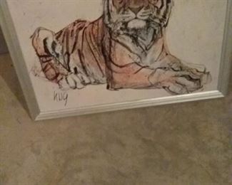 005 Vintage Painting of a Tiger by Fritz Rudolf Hug